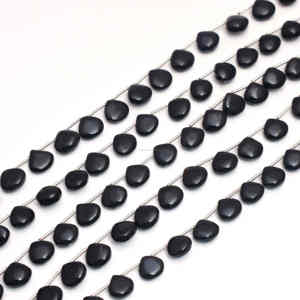 Cuentas de Piedra Preciosa de Ónix Negro Natural Hechas a Mano, Forma de Corazón, Lisas, de Primera Calidad, Hilo de 8 Pulgadas, 9.5x10 10.5x11 mm, Sueltas, para Pulsera o Collar - Product Image 1