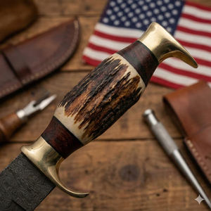 มีดเหล็กดามัสกัสตีขึ้นรูปด้วยมือ ใบมีดขนาดใหญ่พิเศษ 16.5 นิ้ว ด้ามจับทำจากเขาสัตว์ - Product Image 3