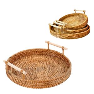 Panier en rotin tressé à la main avec poignées pour le rangement des fruits, cadeau, service et décoration intérieure, panier en osier fait main - Product Image 1