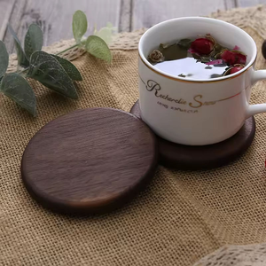 Modern Eco-Friendly Wooden Beverage Coasters Reclaimed Wood <b>Round</b> <b>Mats</b> & Pads Natural Finish - Product Image 4