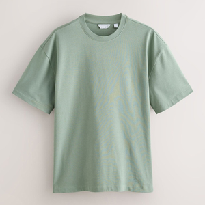 Camiseta Unisex de Algodón Fino, Corte Ajustado, Manga Corta, Tejido Jersey, Color Verde Liso - Product Image 1