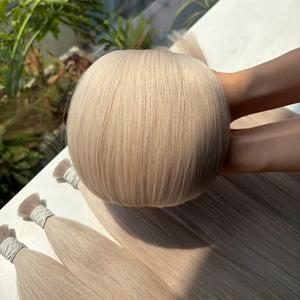 Extensions de cheveux naturels bruts Super Double Drawn couleur blond platine pour usage professionnel en salon 20 pouces - Product Image 2