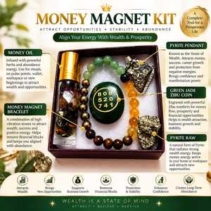 NOBLESTONE GEMS Kit de Cristal Natural para Atraer Dinero, Colgante de Pirita, Pulsera de Piedra de Jade, Set de Regalo con Aceite, Decoración Feng Shui para el Hogar - Product Image 6