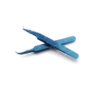 Pinzas profesionales para extensión de pestañas, suministro personalizado de pestañas, pinzas de punta de fibra con agarre de diamante de acero inoxidable - Product Image 3