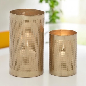 Cylinder <b>Brass</b> Candle Holder Set Heat Resistant Home Decoration <b>Lanterns</b> - Product Image 3