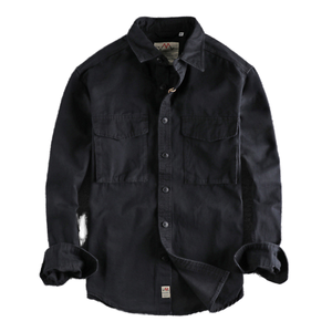 Camisa de algodón lavado para hombre, estilo cargo, para senderismo al aire libre, con etiquetas y insignias tejidas personalizadas - Product Image 3