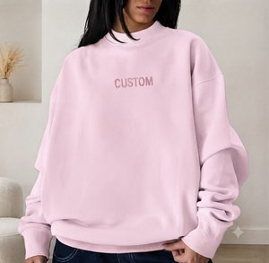 Sudadera de Mujer Rosa Oversize con Cuello Alto Simulado, Hombros Caídos, Manga Larga, Estampada, de Forro Polar de Algodón, de Secado Rápido y Transpirable, Estilo Urbano - Product Image 1