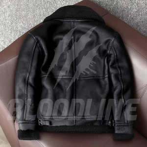 Chaqueta de Cuero de Gamuza para Hombre con Forro de Piel Sintética, Cierre de Cremallera, Estilo Motero, para Invierno, Corte Regular, Cuello Camisero - Product Image 5