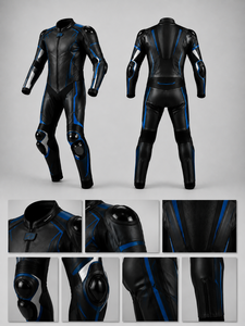 Black <b>Summer</b> Biker Moto Leather <b>Motorcycle</b> Racing Suit <b>Jacket</b> Trousers Set Breathable Waterproof Protective Unisex Plus Size - Product Image 4