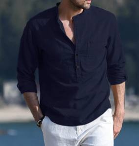 Camisa Casual de Alta Calidad para Hombre, Manga Larga, con Botones, Antiarrugas, con Cuello, 100% Algodón Tejido, Color Liso, para Otoño - Product Image 6