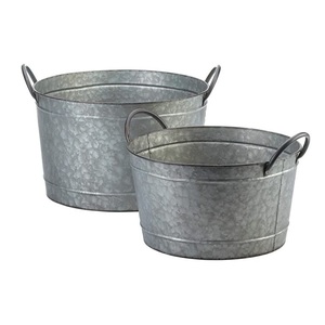 Pot de fleurs en métal galvanisé pour la décoration intérieure et extérieure, forme ronde, avec poignée en corde - Product Image 6