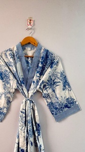 Robe Kimono en Coton Imprimé, Robe de Nuit Kimono, Robe de Plage d'Été à Manches Longues Personnalisée, Cardigan Kimono Assorti au Bikini - Product Image 4