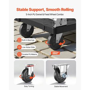 Carrello Pieghevole con Capacità di 300 kg, Ruote Girevoli da 8 Pollici, Carrello a Piattaforma Portatile con Piattaforma di Movimentazione - Product Image 3