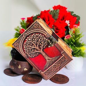 Tree of <b>Life</b> Leather Travel <b>Journal</b> for Women & Men with Lock-A5 Size Premium Vintage Deckle Paper Gift Edition - Product Image 2