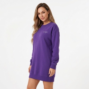 <b>Women's</b> Long Sleeve <b>Sweatshirt</b> <b>Dress</b> Custom Print Oversized Cotton Fleece Urban Streetwear Wholesale Manufacturer - Product Image 4