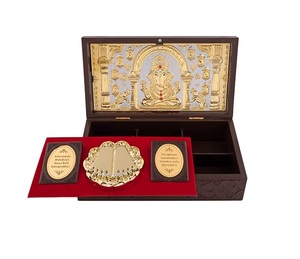 Handmade Handicraft Molded Traditional Hindu Religious Stainless Steel Charan Paduka Set <b>Art</b> Decor Eco-Friendly Multi-piece Home - Product Image 1