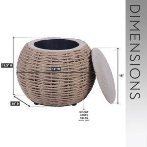 Natural Woven Brown Ottoman with <b>Storage</b> <b>Stools</b> & Ottomans Product - Product Image 4