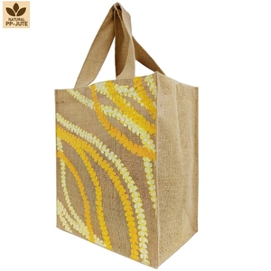 Bolsa de Regalo de Yute Natural Impresa Personalizada, Laminada con PP, 27x31x16 cm, Venta al Por Mayor, OEM, Marca Privada, Reutilizable, para Compras o Playa - Product Image 2