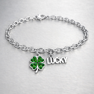 Cadeaux en gros, breloques personnalisées en métal en forme de trèfle à quatre feuilles, bracelet tennis en argent sterling 925 - Product Image 5