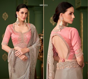 Dernier modèle de sari indien élégant et traditionnel, orné de perles de cristal, sari chic pour femmes, idéal pour les mariages - Product Image 4