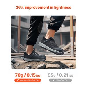 Scarpe da uomo con scarpe da lavoro sportive da uomo di taglia 12, scarpe di sicurezza con punta in acciaio nero - Product Image 3