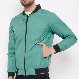 Chaqueta Bomber de Lona Gris Oscuro para Hombre, Cuello Alto, Cierre de Cremallera, Informal, Transpirable, de Poliéster, Resistente al Viento, para Otoño, Corte Regular - Product Image 3