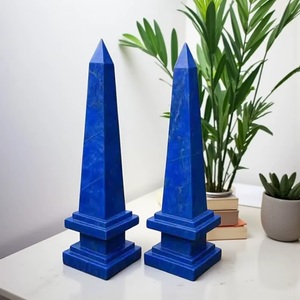 Juego de 2 Obeliscos de Lapislázuli Hechos a Mano, Ecológicos, con Energía, de Cristal Azul, Escultura Moderna Egipcia, para Graduación y Año Nuevo - Product Image 3
