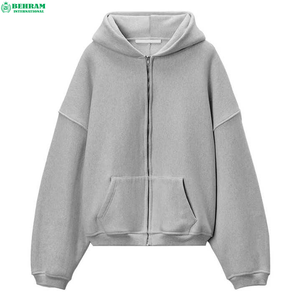 Veste zippée à capuche en polaire oversize pour homme, couleur unie, décontractée, chaude pour l'hiver, coupe classique, en polyester tricoté - Product Image 6