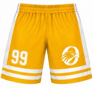 Shorts de hockey sur glace sublimés jaunes pour hommes, en polyester rayé, pour l'entraînement sportif et les performances d'équipe - Product Image 1