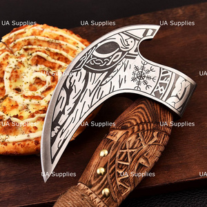 Hache viking Odin nordique, lame en acier à haute teneur en carbone, 7 lames coupantes, manche en bois gravé à la main, logo personnalisé, marque privée - Product Image 4