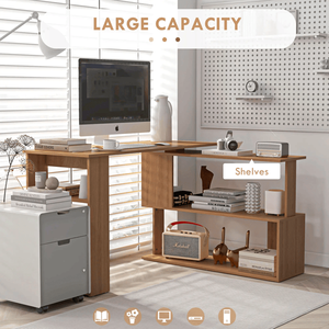Scrivania per Computer in Legno con Libreria e Cassetto, Funzione Pieghevole, Scrivania Regolabile in Altezza (Non Supportata, Non Defettuosa, Nessun Reso) - Product Image 6