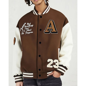 Wholesale Men's Varsity Jacket Streetwear Embroidery Patchwork Casual Slim Fit Baseball Bomber Jacket For Teenagers - Product Image 1