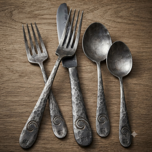 Ensemble de couverts en acier inoxydable brillant avec manche forgé à la main, 5 pièces, ensemble de vaisselle, couverts pour la maison, mariage, dîner - Product Image 6