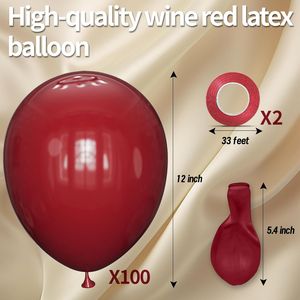 100 Palloncini in Lattice Bordeaux da 12 Pollici, Rosso Scuro, per Feste, Lauree, Ringraziamento, Matrimoni, Fidanzamenti, Compleanni - Product Image 2