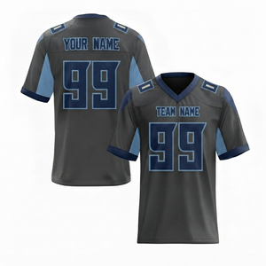 Camiseta de Fútbol Americano Personalizada en Gris Oscuro, 100% Algodón, Impresión Sublimada, Nombre del Equipo Personalizado, Unisex para Adultos, Talla Grande, Manga Corta - Product Image 1