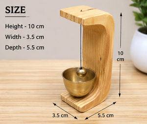 Cloche de méditation yoga artisanale en bois et laiton, écologique, pour la pleine conscience, bien-être, design minimaliste, décoration, cadeau - Product Image 5