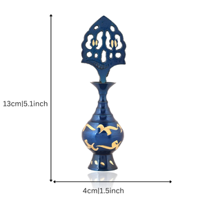 Blue Enamel Brass Vase with <b>Gold</b> Plating Traditional Design Handmade Indian Decorative Surma Holder with Applicator Stick - Product Image 3