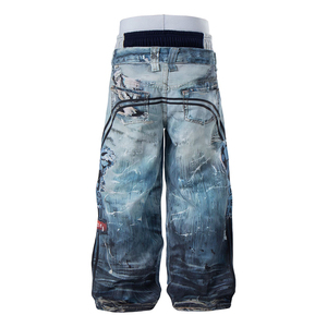 Men's Denim Harem <b>Pants</b> Printed Patchwork Distressed Loose Fit Streetwear High Waist Cotton Summer Style - Product Image 3