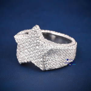 Anillo de plata con diamantes de imitación estilo hip hop RTS para hombre y mujer, probado con el probador de diamantes D VSS, joyería personalizada. - Product Image 2