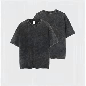 เสื้อยืดสตรีทแวร์ผู้ชายไซส์ใหญ่ ดีไซน์ใหม่คุณภาพสูง ลุควินเทจ ผ้าฝ้ายเนื้อนุ่ม คอถัก แขนสั้น ซักแบบวินเทจ ย้อมสีแบบแอซิด - Product Image 5