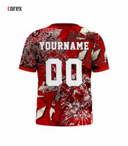 Camiseta Deportiva Corex para Hombre, Sublimada, Manga Corta, Cuello Redondo, Secado Rápido, Corte Regular, Diseño Estampado Rojo - Product Image 2