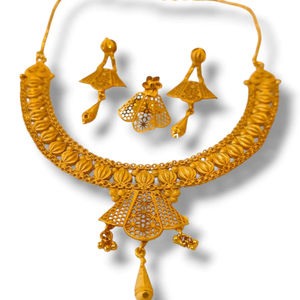 AWAIS HOUSE Collier et Bracelet Hiphop Infinity plaqué or 6 grammes avec sertissage griffes diamantées pour Festival des Femmes Africaines, Mariage et Fête - Product Image 1