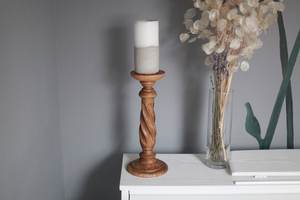 Personalize Handmade Wooden Candle Holder <b>Rustic</b> Twisted Design Single Piece Decorative Tabletop Accent by UO INDIA - Product Image 4