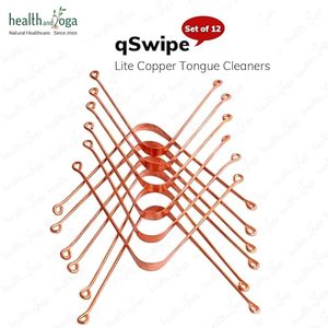 Limpiadores de lengua de cobre HealthAndYoga qSwipe Lite, diseño de extremo curvo con fácil agarre para la higiene bucal diaria (paquete de 12) - Product Image 3