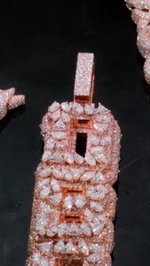 Pendentif personnalisé en moissanite, argent sterling 925 plaqué or rose, serti griffe, breloque hip-hop pour bijoux de fête - Product Image 3