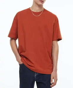เสื้อยืดเปิดไหล่แบบลำลองของผู้ชายมาใหม่เสื้อ100% ผ้าฝ้ายฤดูร้อนทรงโอเวอร์ไซส์แขนสั้นปล่อยลวดลายสีทึบว่างเปล่า - Product Image 1