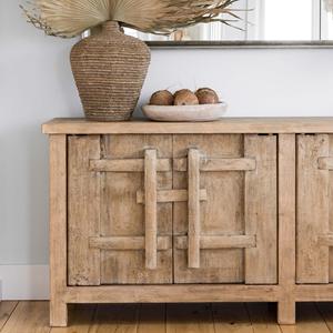 Aparador de Madera Rústico de Cuatro Puertas, Mueble de Almacenamiento, Consola de Madera Natural, Mueble para Sala de Estar Estilo Rústico - Product Image 6