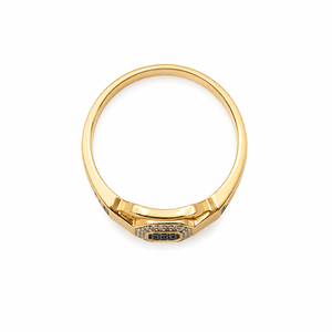 Solid 18K Gold <b>Mens</b> <b>Black</b> and White Diamond Signet <b>Ring</b> Geometric Square Cluster High Polish Statement Wedding Party Gift Fine - Product Image 4