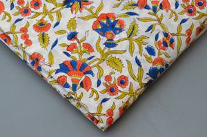 Indian style 100% Soft and pure Cotton Floral Print Fabric for Clothing-Dresses <b>Curtains</b> Sleepwear covers bedsheets many more. - Product Image 4