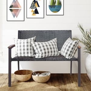 Banco de Jardín para Exteriores con Reposabrazos, Banco de Mimbre de Ratán para Patios, para Espacios de Vida al Aire Libre - Product Image 2